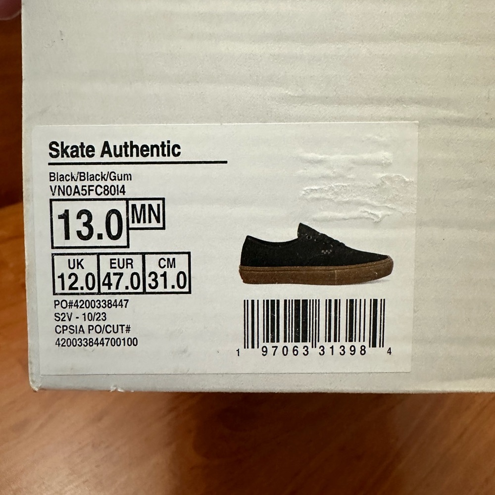 Vans Skate Authentic “Black/Gum” -SZ13 - Picture 5 of 5